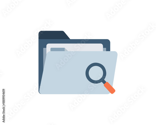 Folder icon with magnifying glass illustration