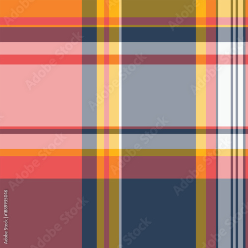 Effect seamless texture vector, single plaid check tartan. Site fabric textile background pattern in red and amber colors.