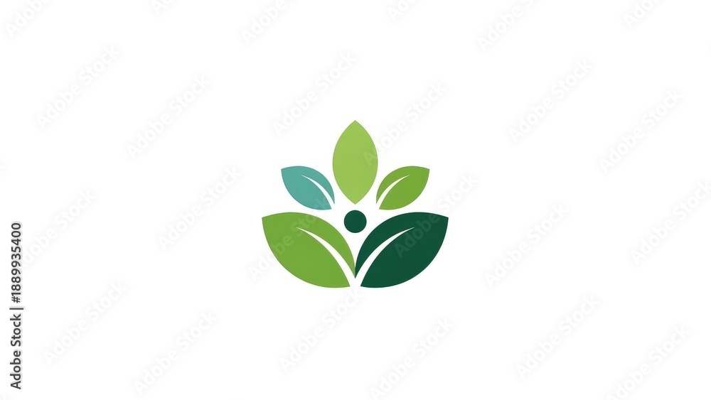 Obraz premium Minimalist Leaf Logo for Sustainable Energy Solutions, Green and Teal Palette
