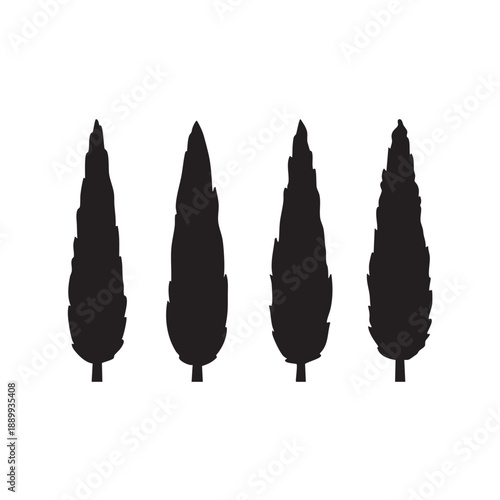 Black pine tree silhouette illustration 