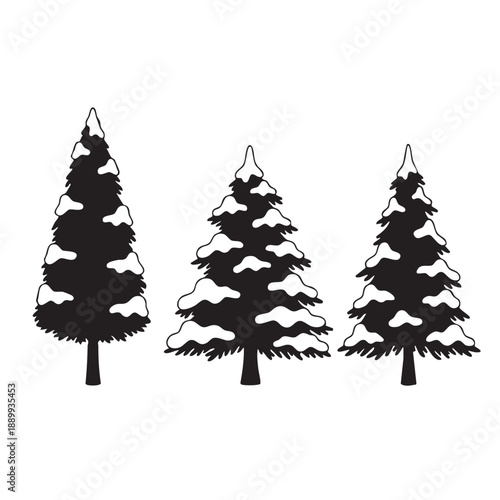 Black pine tree silhouette illustration 
