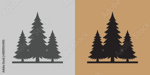 Black pine tree silhouette illustration 