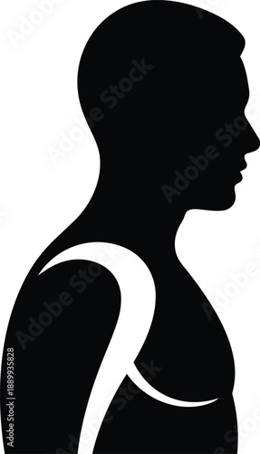 Profile silhouette of a man's upper body with a highlighted shoulder blade human anatomy male