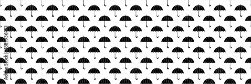 horizontal seamless black umbrella pattern for design and background.