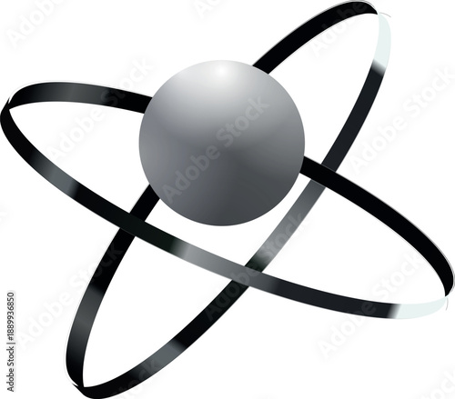 3d atom model on black background with glowing electrons and connected spheres
