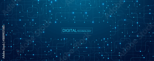 Motherboard technology circuit board background texture design. Creative idea AI banner concept for internet technology. Digital motherboard concept for poster, cover, banner, header, web template