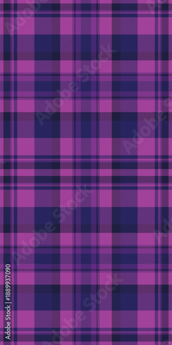 Wedding fabric tartan texture, violet background plaid textile. New york seamless pattern vector check in purple and blue colors.
