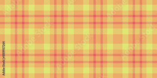 Curtain check vector textile, wool tartan background texture. Podium seamless pattern plaid fabric in orange and lime colors.