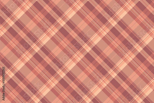 Graceful background plaid check, stroke fabric tartan textile. Knot pattern seamless vector texture in red and orange colors.