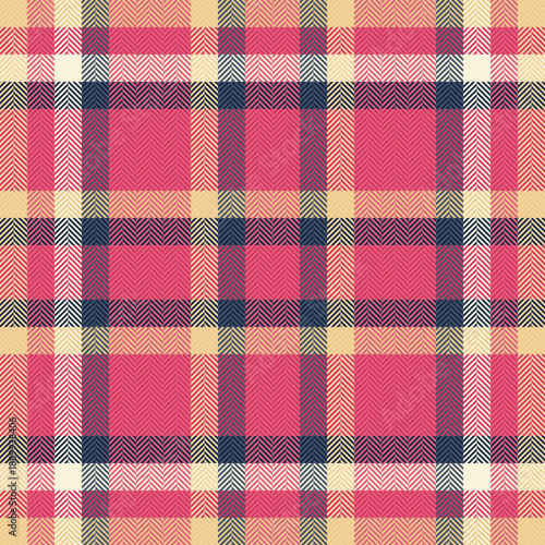 Net seamless pattern tartan, menswear fabric plaid textile. Refresh vector check background texture in red and amber colors.