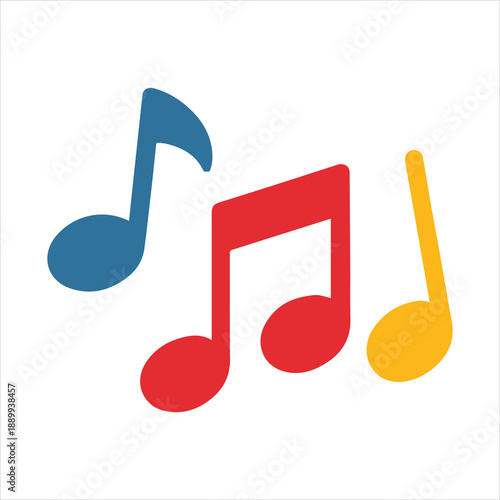 Music Notes with Colorful Tones illustration, Kids toy clipart, Playtime Digital File, Children Game Toy Art