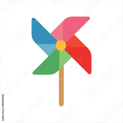 Pinwheel with Four Colorful Blades illustration, Kids toy clipart, Playtime Digital File, Children Game Toy Art