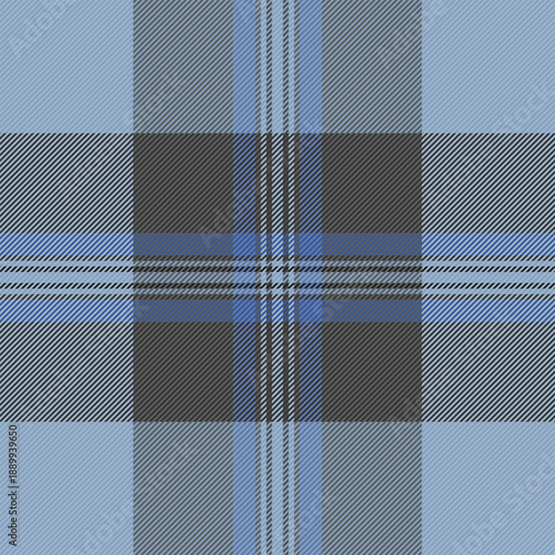 Structure check texture pattern, repetitive plaid textile seamless. Shop tartan background vector fabric in grey and blue colors.