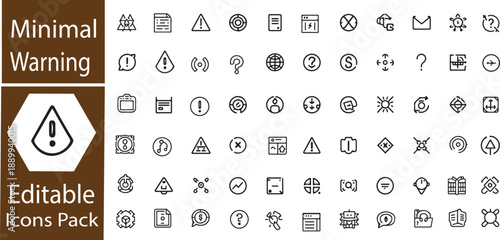 Minimal Warning, Hazard Alert, and Safety Notification Icon Set