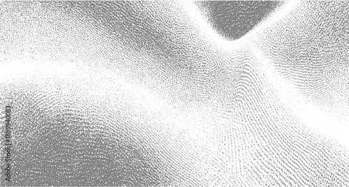 Abstract grayscale stippled texture with flowing wave-like patterns and gradient density white