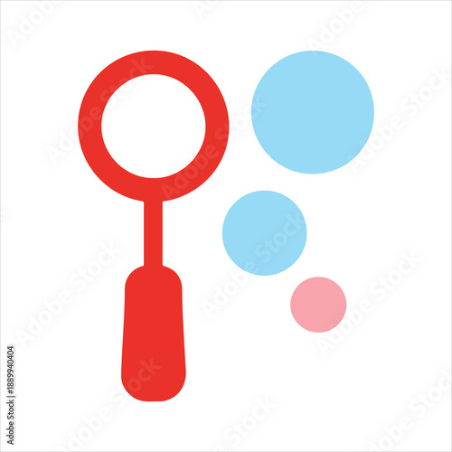 Soap Bubble Wand with Floating Bubbles illustration, Kids toy clipart, Playtime Digital File, Children Game Toy Art