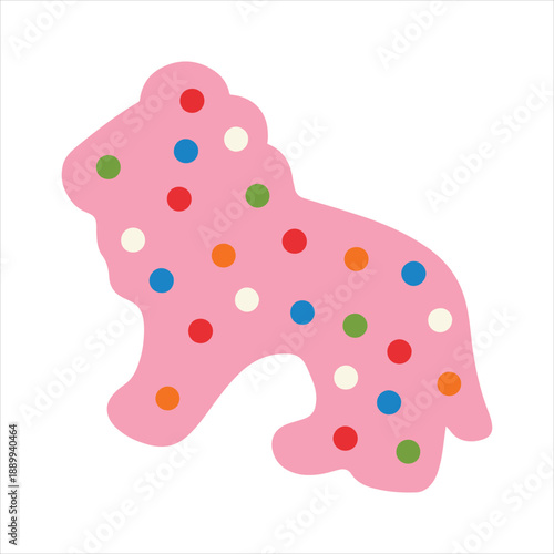 Pink Sprinkle Cookie Lion illustration, Kids toy clipart, Playtime Digital File, Children Game Toy Art