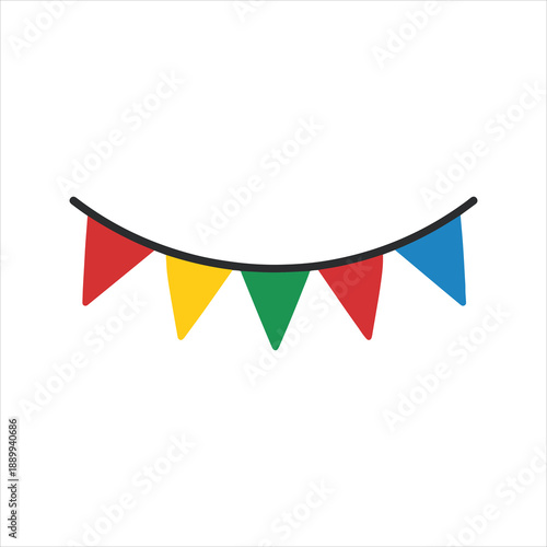 String of Colorful Pennant Flags illustration, Kids toy clipart, Playtime Digital File, Children Game Toy Art