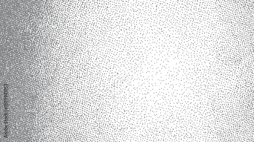 Gradient of grey dots on white background with dense to sparse distribution pattern texture
