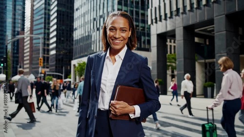 Wallpaper Mural Successful african american businesswoman smiling downtown Torontodigital.ca