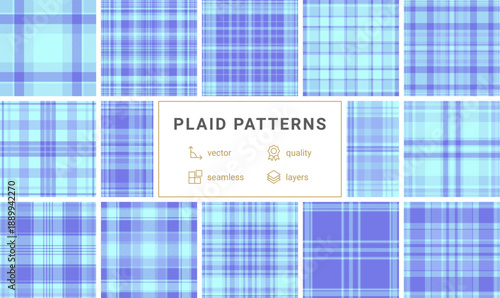 Enhance your work with this serene blue and purple plaid pattern. This classic tartan background is perfect for elegant textiles, stylish wallpapers, and creative digital designs.