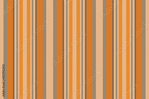 Strip pattern texture vector, t-shirt lines background stripe. List fabric textile vertical seamless in orange and white colors.
