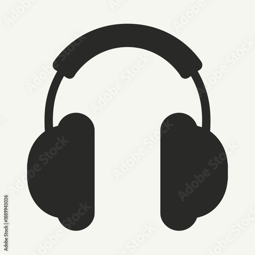Headphones silhouette on plain background, symbolizing music enjoyment, audio technology, or sound innovation. Useful for designs in audio production or music-related advertising.