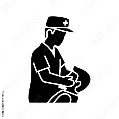 A dedicated paramedic or emergency medical technician provides immediate first aid to a patient in a critical situation, symbolizing urgent care and medical assistance.