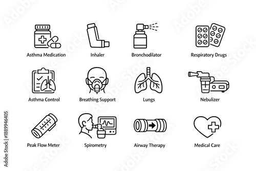 Medical icons for respiratory health and asthma management