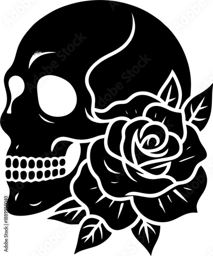 Dark Rose Skull Illustration.eps