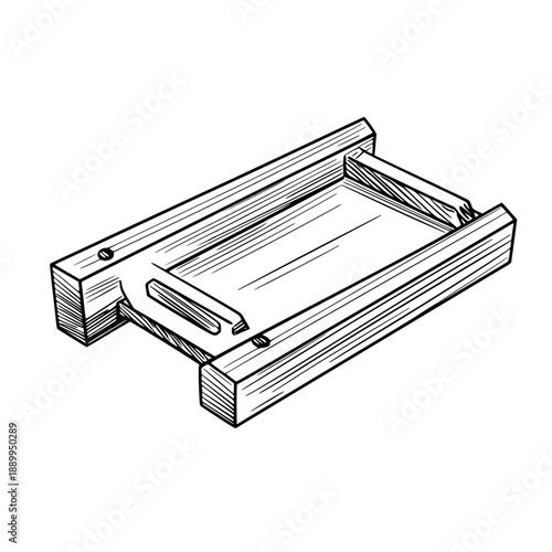 Artisan's Workshop: Miter Box Black White | Clean, isolated vector art for creative projects.