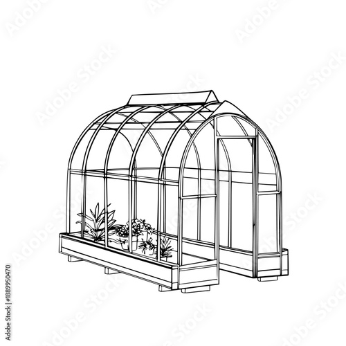 Modern, minimalist greenhouse pods: Sustainable living harmony nature | Clean, isolated vector art for creative projects.