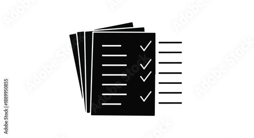 Checklist on stack of papers, to-do list, task management, organization concept, business productivity, office work, planning, checklist, paperwork, documents, successful, efficient, modern illustr...
