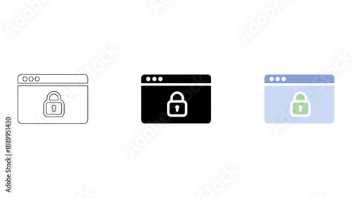 A graphic representation of secure web browsing with locked browser windows