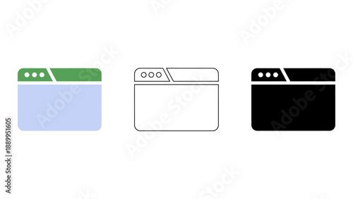A simple illustration of web browsers in different colors representing internet access and online browsing