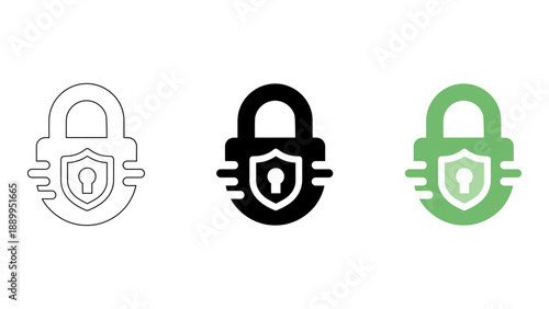 Encrypted padlock icons protecting information with secure encryption technology