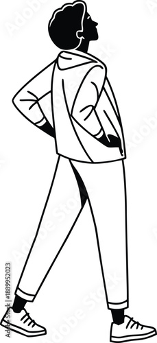 Confident young woman standing with hands on hips in casual outfit