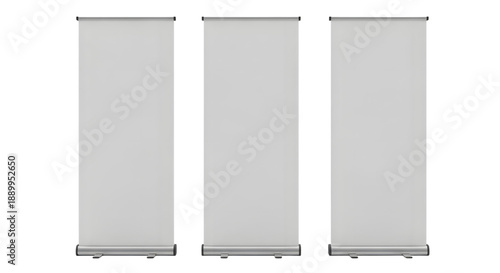 Three empty roller banners