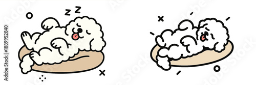 Cute fluffy dog sleeping peacefully in cozy little bed