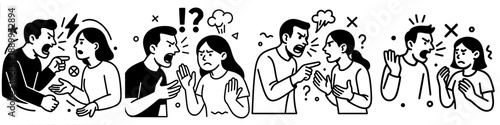 Couples arguing emotionally in vector format
