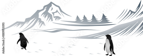 A penguin looking his Friend Penguin Going