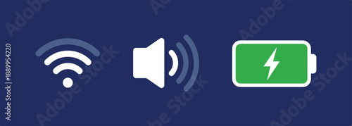 Battery, Sound, and Signal Icons