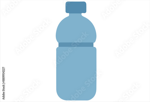 Blue Plastic Water Bottle on White Background