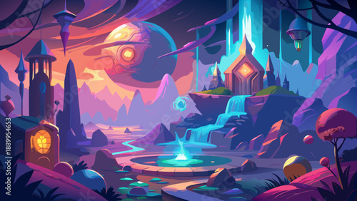 night in the forest with a tree