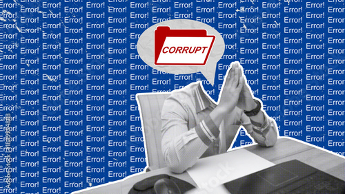 Cuadro en lienzo Concept of corrupt file and data corruption through a digital collage