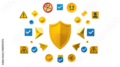 Digital Security and Data Protection Concept with Abstract Symbols and Geometric Shapes