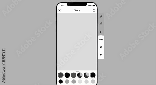 Smartphone with digital drawing tools on screen interface
