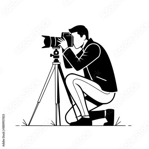 Vector illustration of a photographer at work isolated PNG with Transparent Background