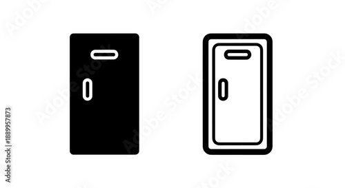 Simple Vector Icons of Lockers in Silhouette and Line Art