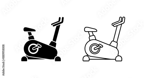 Exercise Cycle Icons: Black and Line Art Versions for Fitness and Healthy Living